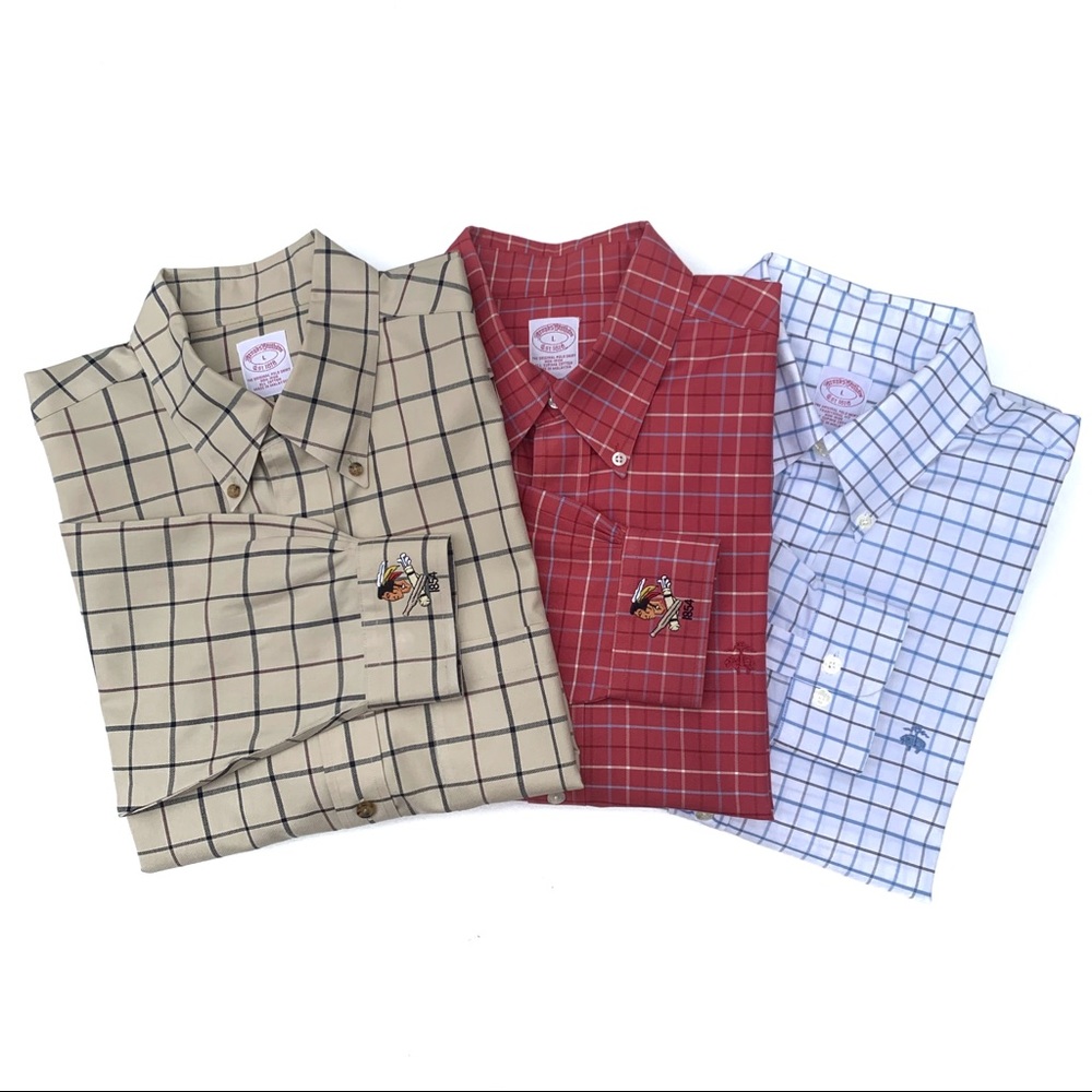 (3) Brooks Brothers Plaid L/S Button Down Shirts. - Picture 1 of 8